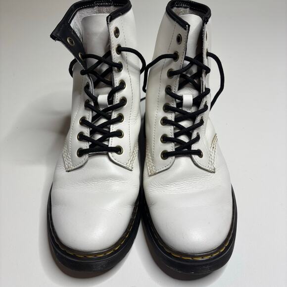 Dr. Martens Zavala White Leather 8 Eye Lace Up Combat Boot 8 - Picture 6 of 11